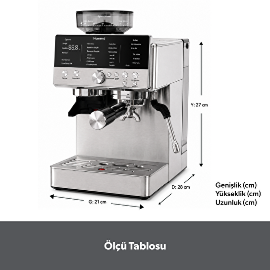 Homend Latteprimo 5017H Çekirdek Öğütücülü Espresso Makinesi