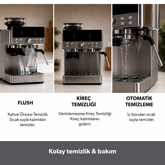 Homend LattePrimo Barista Tipi Çekirdek Öğütücülü Espresso Makinesi, 20 Sıcak ve Soğuk İçecek