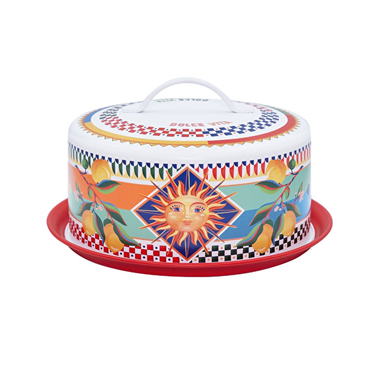 Baci Milano Dolce Vita Limon Desenli Paslanmaz Çelik Vakumlu Kek Fanusu Ø 28,5 cm, H 12,5 cm