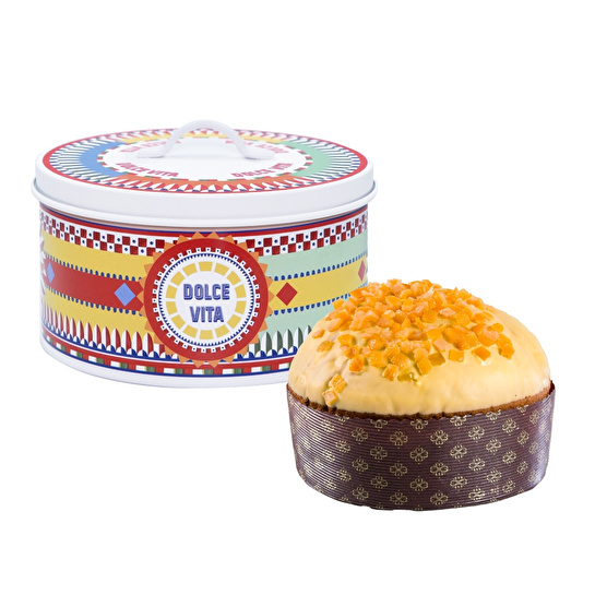 Baci Milano Dolce Vita Çark Desenli Paslanmaz Çelik Vakumlu Büyük Kek Kutusu Ø 25,5 cm, H 14 cm