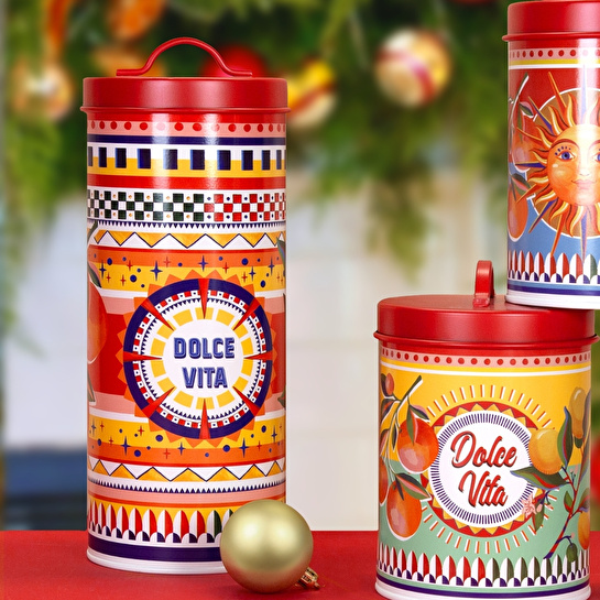 Baci Milano Dolce Vita Çark Desenli Paslanmaz Çelik Vakumlu Uzun Silindir Spaghetti Saklama Kutusu Ø 11 cm, H 29 cm