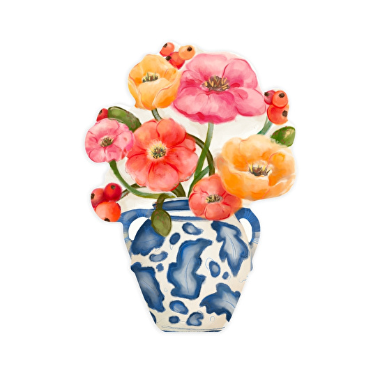 Baci Milano Dolce Far Niente Çiçekli Vazo Desenli Asılabilir Melamin Kesme Tahtası Büyük Boy 29 x 39 cm