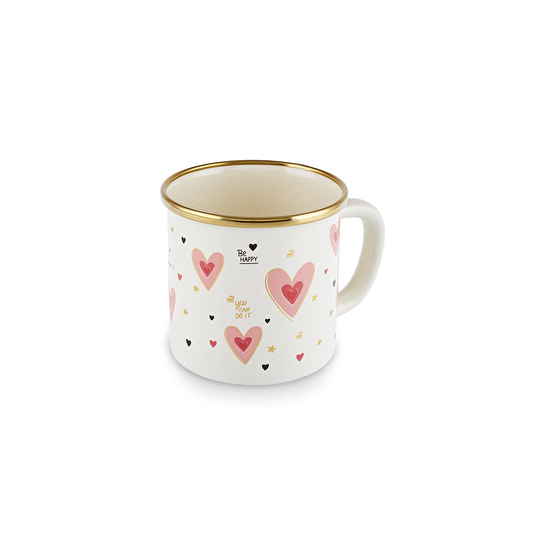 Karaca Pink Love Emaye Kupa 350 ml
