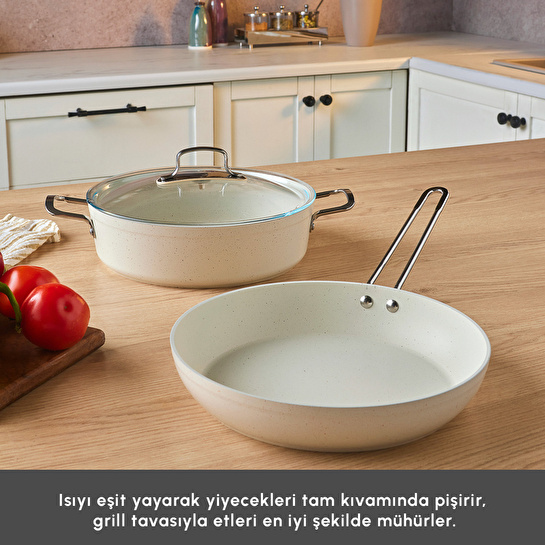 Emsan Biogranit White Stone 3 Parça Tencere Seti