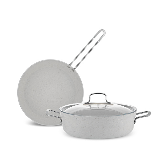 Emsan Biogranit White Stone 3 Parça Tencere Seti