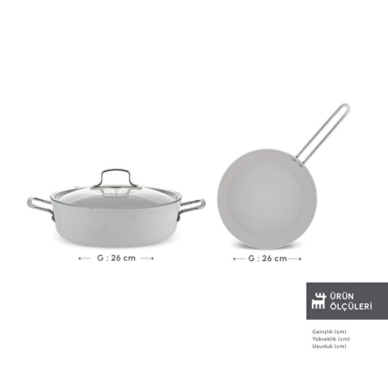 Emsan Biogranit White Stone 3 Parça Tencere Seti