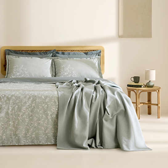 Karaca Home Linaria %100 Pamuk Çift Kişilik Nevresim Pike Takımı Mint