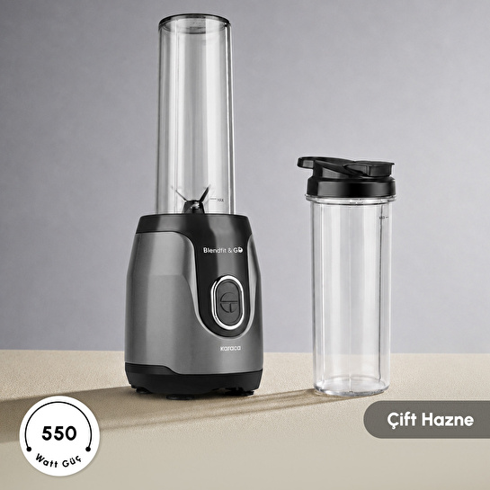 Karaca Blendfit Go Personal Kişisel Smoothie Blender Çift Hazne Antrasit 600ml & 400ml