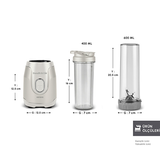 Karaca Blendfit Go Personal Kişisel Smoothie Blender Çift Hazne Starlight 600ml & 400ml