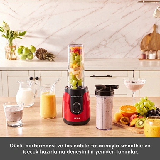Karaca Blendfit Go Personal Kişisel Smoothie Blender Çift Hazne Kırmızı 600ml & 400ml