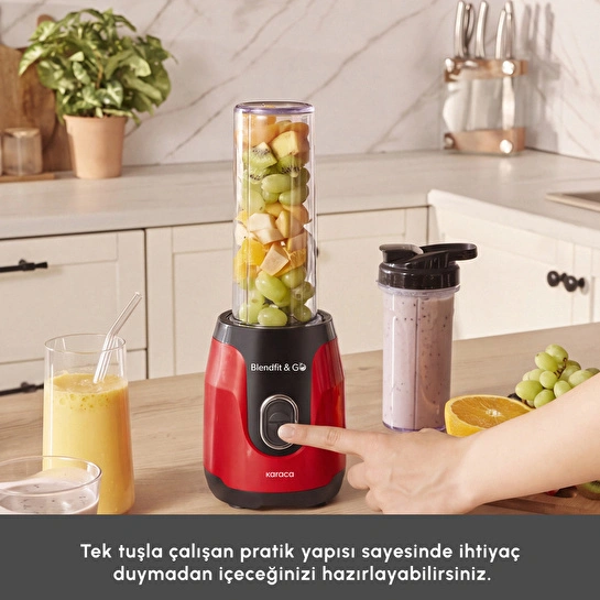 Karaca Blendfit Go Personal Kişisel Smoothie Blender Çift Hazne Kırmızı 600ml & 400ml