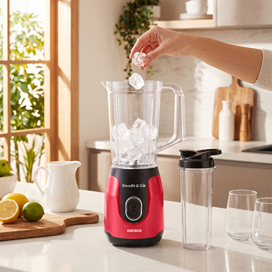 Karaca Blendfit Go Smoothie Blender Set 1000 ml+600 ml Red