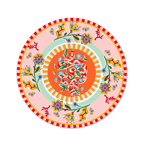 Baci Milano Dolce Far Niente Çiçek Desenli Pembe Emaye Supla Ø 33 cm