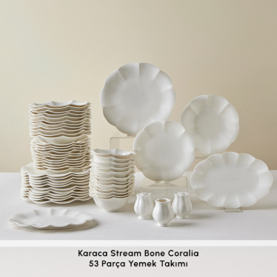 Karaca Stream Bone Coralia 53 Parça 12 Kişilik Yemek Takımı