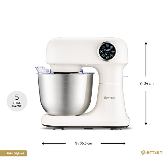 Emsan Bella Gusto Pro Dijital Ekranlı Stand Mikser Krem 1500W