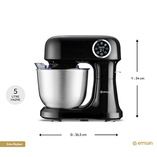 Emsan Bella Gusto Pro Dijital Ekranlı Stand Mikser Siyah 1500W