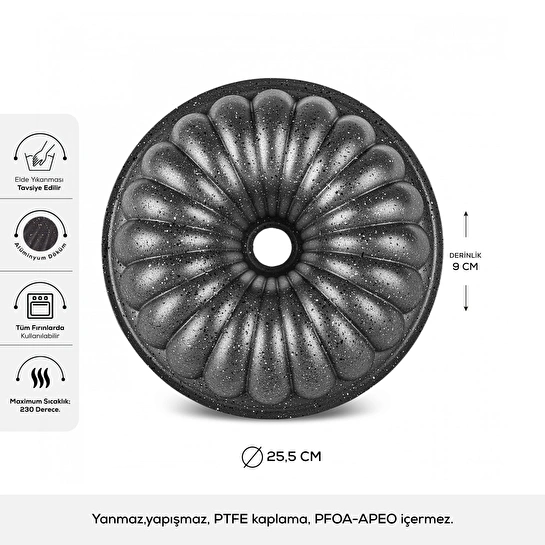 Emsan Arya Kek Kalıbı Antrasit 25.5 cm