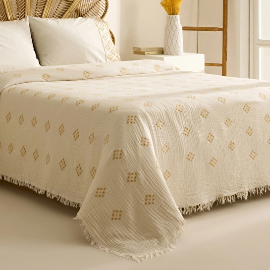 Karaca Home Nobile Brodeli Muslin Çift Kişilik Pike Takımı Sarı