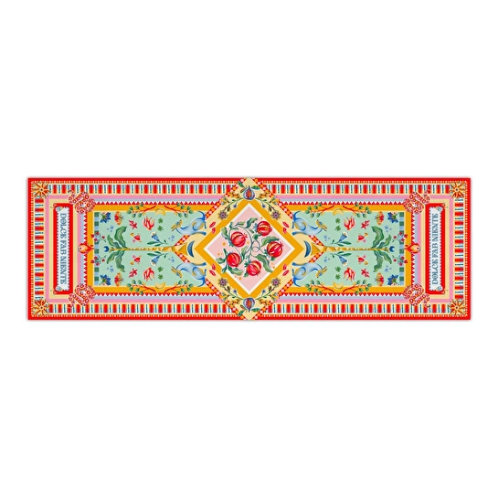 Baci Milano Dolce Far Niente Nar Desenli Renkli Pamuklu ve Polyester Runner 48 x 150 cm