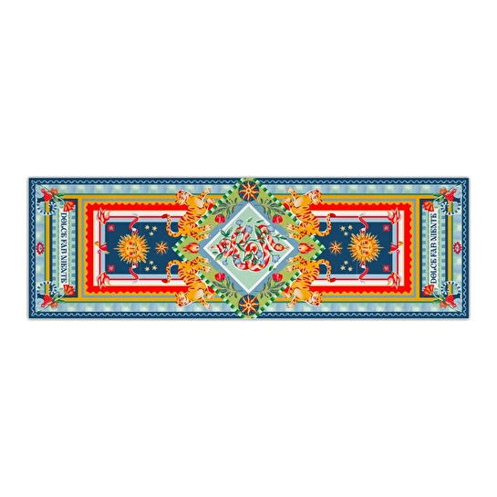 Baci Milano Dolce Far Niente Güneş Desenli Renkli Pamuklu ve Polyester Runner 48 x 150 cm