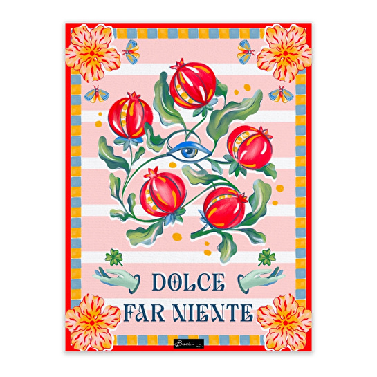 Baci Milano Dolce Far Niente Nar Desenli Renkli Pamuklu ve Polyester Mutfak Havlusu 45 x 60 cm
