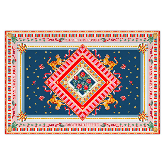 Baci Milano Dolce Far Niente Desenli Renkli Pamuklu ve Polyester Masa Örtüsü 160 x 240 cm