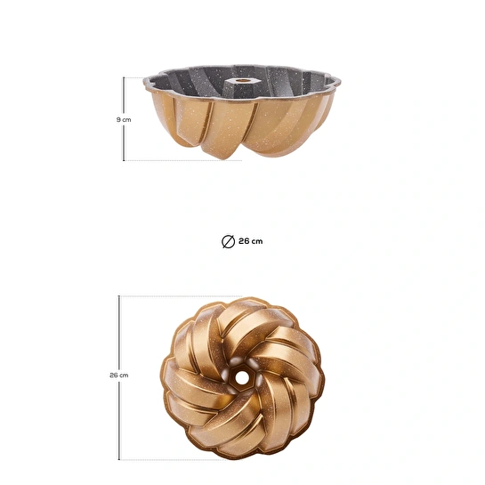 Emsan Cake Pro Örgü Gold Döküm Kek Kalıbı 26 cm