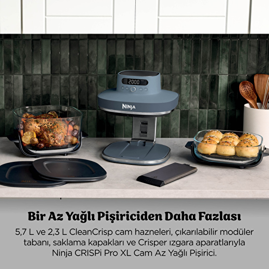 Ninja Crispi Pro 7-in-1 XL Cam Hazneli Pişirme Sistemi Cyberspace Blue