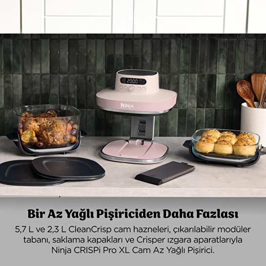 Ninja Crispi Pro 7-in-1 XL Cam Hazneli Pişirme Sistemi RoseQuartz