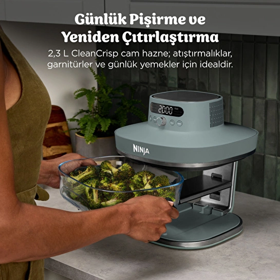 Ninja Crispi Pro 7-in-1 XL Cam Hazneli Pişirme Sistemi AshGreen