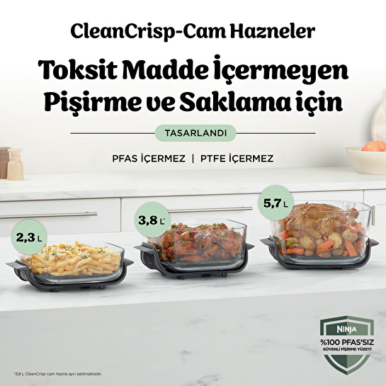 Ninja Crispi Pro 7-in-1 XL Cam Hazneli Pişirme Sistemi AshGreen