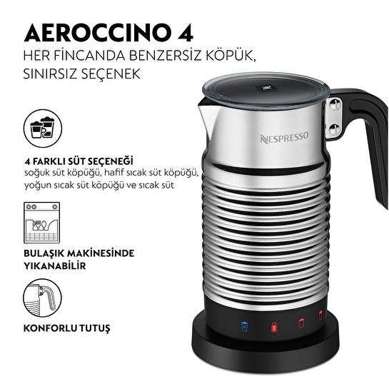 Nespresso Aeroccino 4 Süt Köpürtücü Gümüş