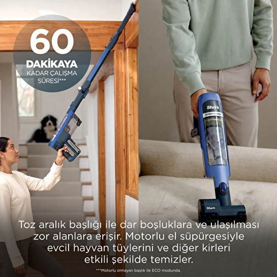 Shark PowerDetect Speed Clean and Empty Auto Empty Sistemli Pet Başlıklı Şarjlı Dikey Süpürge Ultramarine