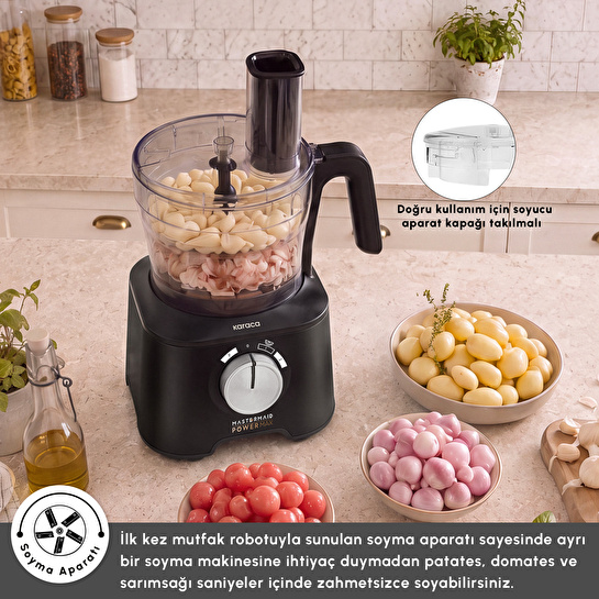 Karaca Mastermaid Power Max 12 in 1 Mutfak Robotu Matte Black