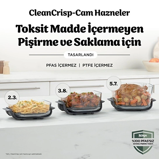 Ninja Crispi Pro 5-in-1 Cam Hazneli Pişirme Sistemi - White