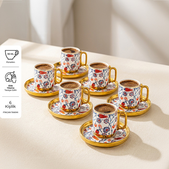 Emsan Çini 6 Kişilik Kahve Fincan Takımı 90 ml