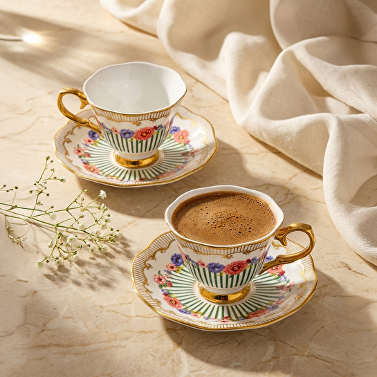 Emsan Çiçekli 6 Kişilik Kahve Fincan Takımı 90 ml
