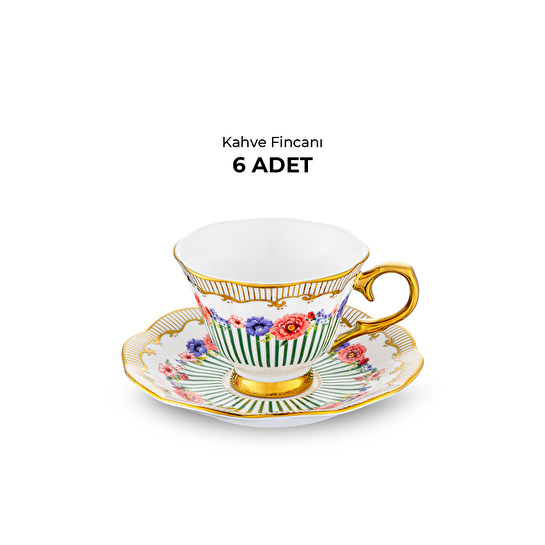 Emsan Çiçekli 6 Kişilik Kahve Fincan Takımı 90 ml