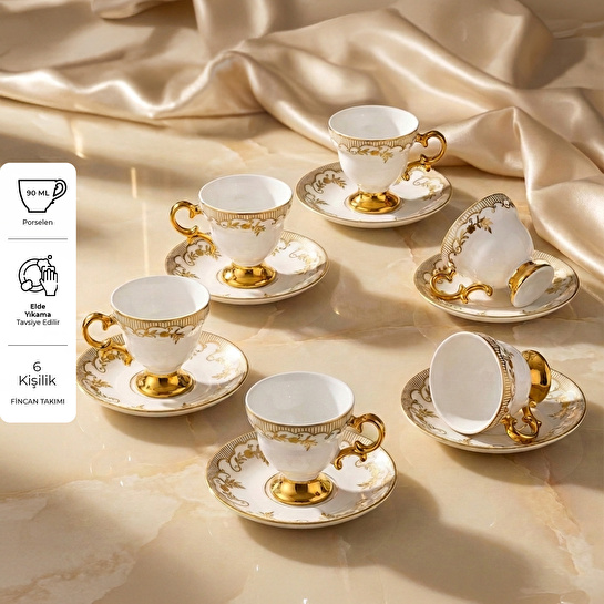 Emsan Golden 6 Kişilik Kahve Fincan Takımı 90 ml