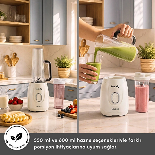 Karaca Blendy Personal Kişisel Kulplu Smoothie Blender Çift Hazneli Starlight