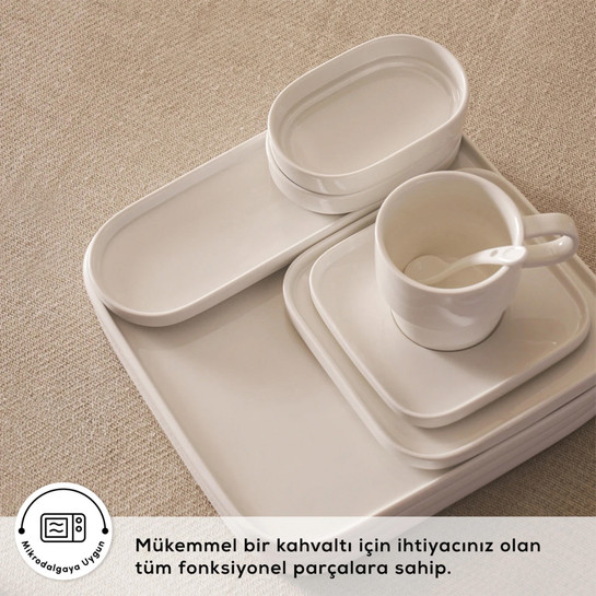 Karaca Stream Bone Cubique 35 Parça 6 Kişilik Kahvaltı Takımı
