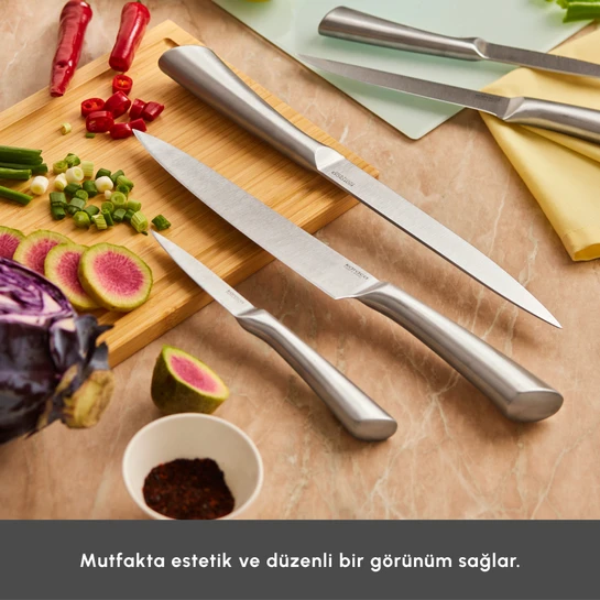 Karaca Samuray Nagoya Vigor Japon Çeliği 7 Parça Bıçak Seti Ve Kesme Tahtası