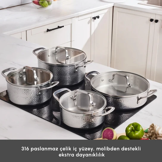 Karaca Powersteel 316+ Enzo 8 Parça Çelik Tencere Seti