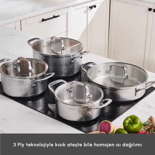 Karaca Powersteel 316+ Enzo 8 Parça Çelik Tencere Seti