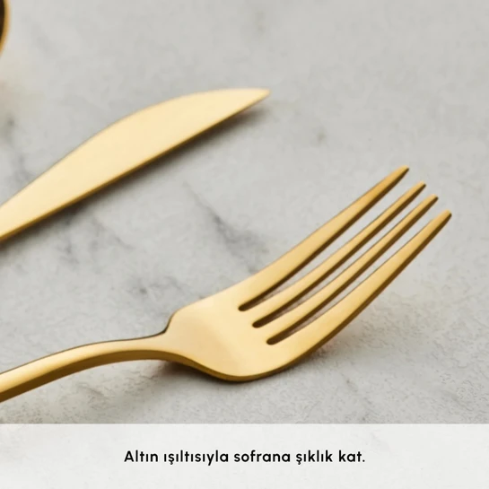 Karaca Orion Gold 6 Kişilik 30 Parça Çatal Kaşık Bıçak Takımı