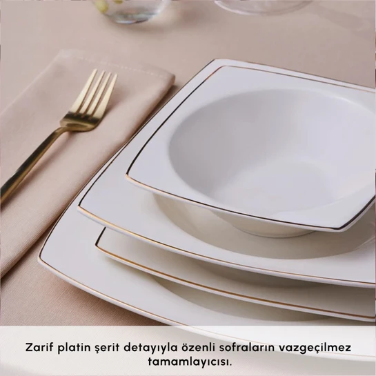 Karaca Square Bone Jamie 53 Parça 12 Kişilik Yemek Takımı Gold