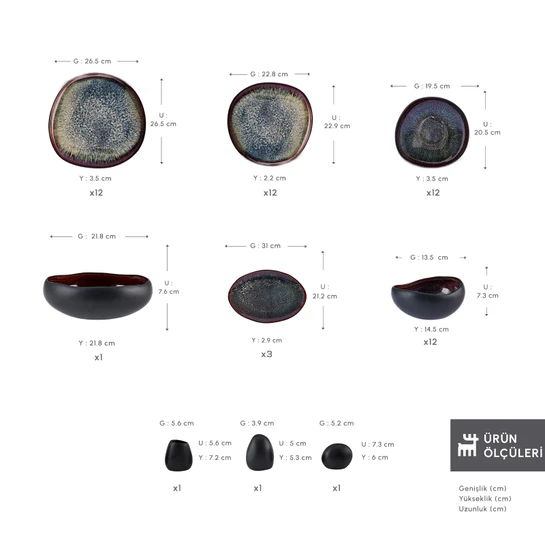 Karaca Earth Collection Galactic 55 Parça 12 Kişilik Yemek Takımı Siyah
