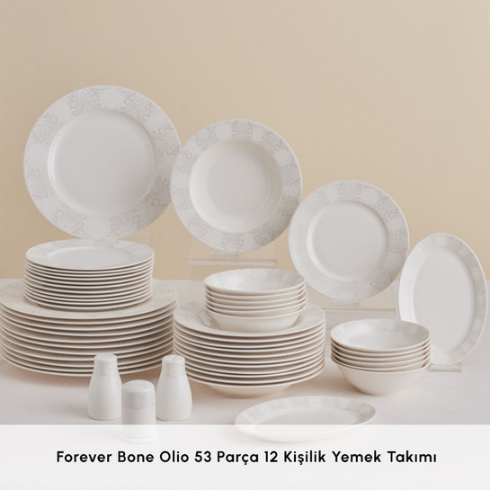 Karaca Forever Bone Olio 53 Parça 12 Kişilik Yemek Takımı