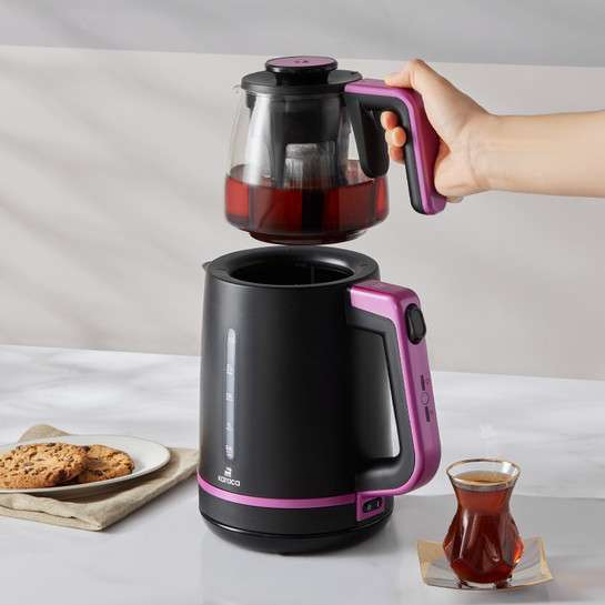 Karaca Maxi Tea XL 2in1 Cam Demlikli Çay Makinesi ve Kettle Raspberry