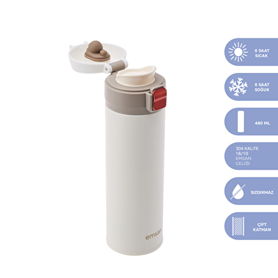 Emsan Ester Beyaz Termos 480 ml
